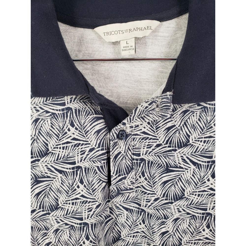 Tricots St Raphael Palm Leaves Tropical Polo Mens Size L 95%‎ Mercerized Cotton